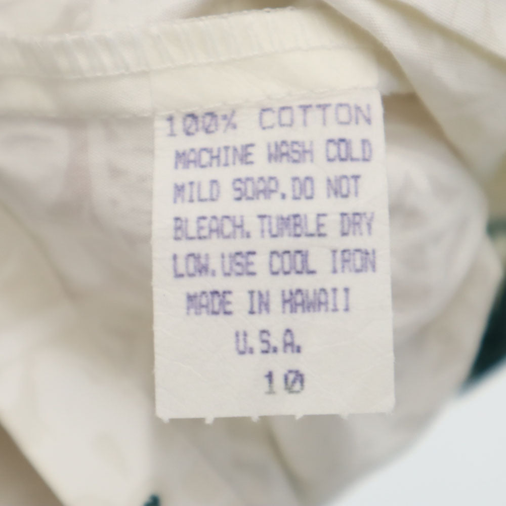 ロイヤルハワイアンクリエーションズ 90s オールド ハワイ製 ホヌ柄 半袖 オープンカラー アロハシャツ 10 ホワイト ROYAL Hawaiian Creations パームツリー キッズ