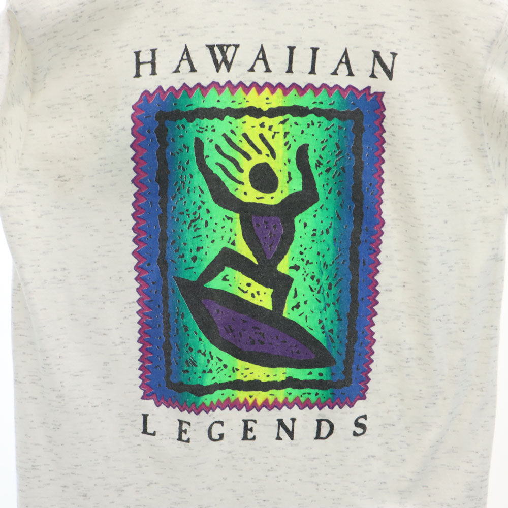 デルタ 90s USA製 オールド バックプリント HAWAIIAN LEGENDS 半袖 シングルステッチ Tシャツ L ホワイト DELTA サーフィン メンズ