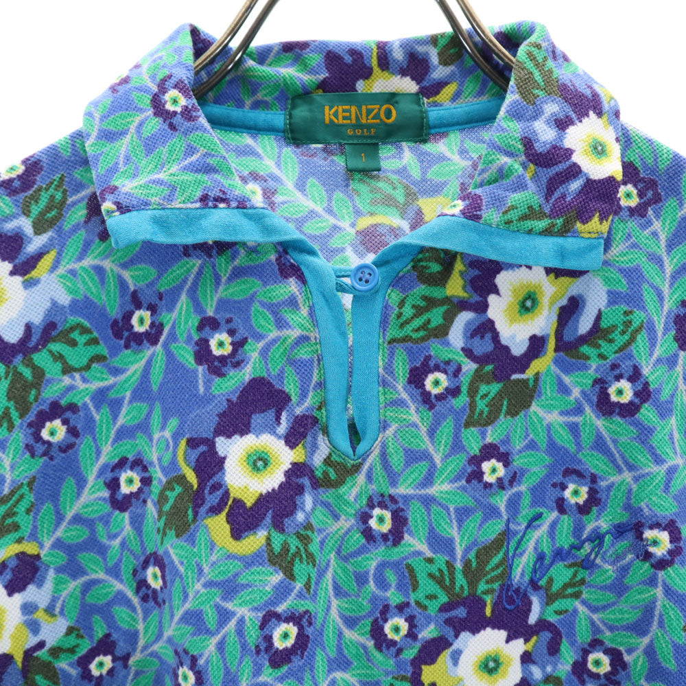 ケンゾーゴルフ 90s 日本製 オールド 半袖 ポロシャツ 1 青紫系 KENZO GOLF レディース