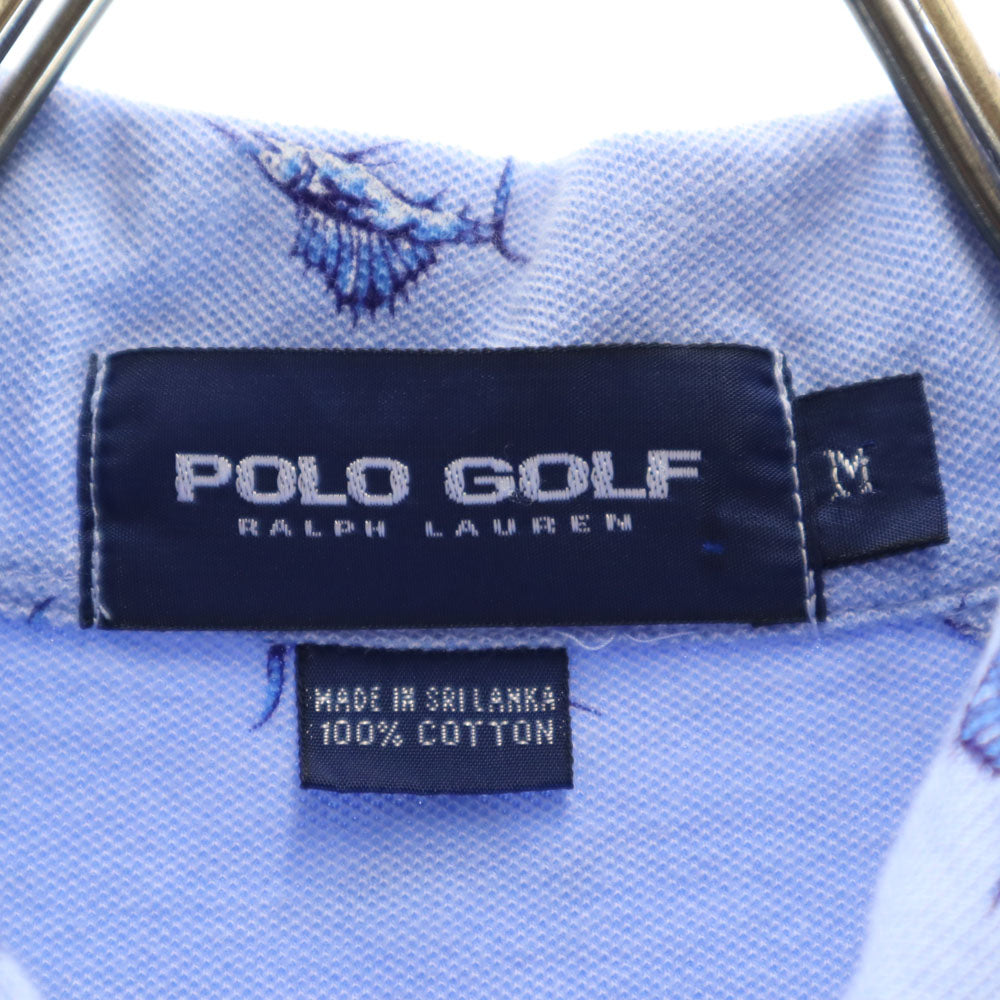 ポロゴルフラルフローレン フィッシュ柄 半袖 ポロシャツ M ライトブルー系 POLO GOLF RALPH LAUREN カジキ メンズ