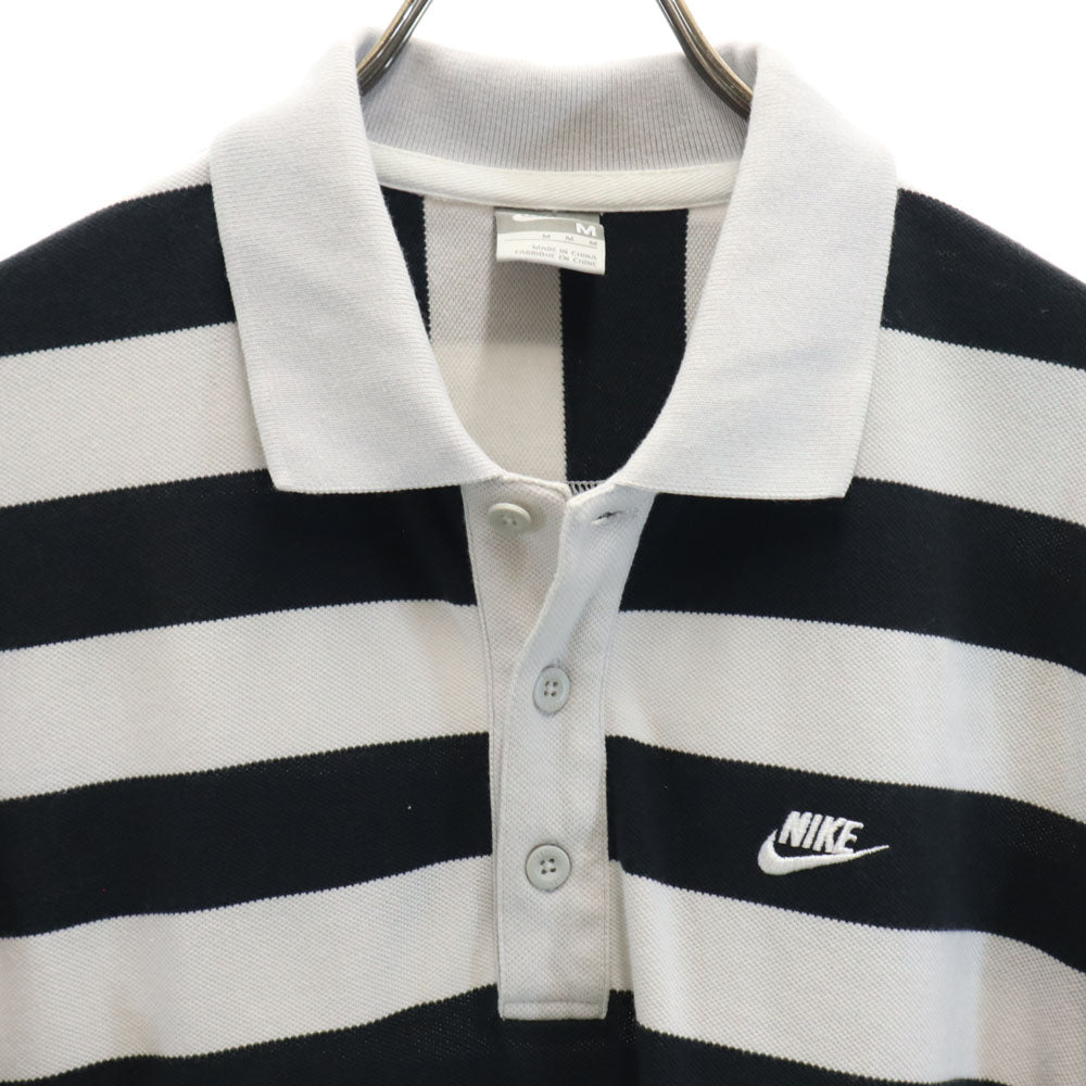 ナイキ ボーダー柄 半袖 ポロシャツ M グレー 他 NIKE 鹿の子 メンズ