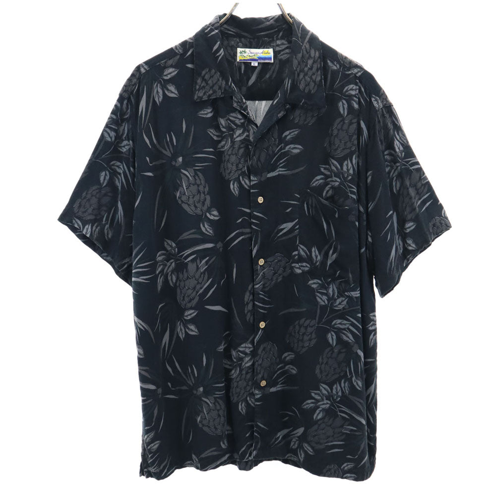 Seavan Aloha レーヨン 総柄 半袖 オープンカラー アロハシャツ XL ブラック系 Seavan Aloha メンズ