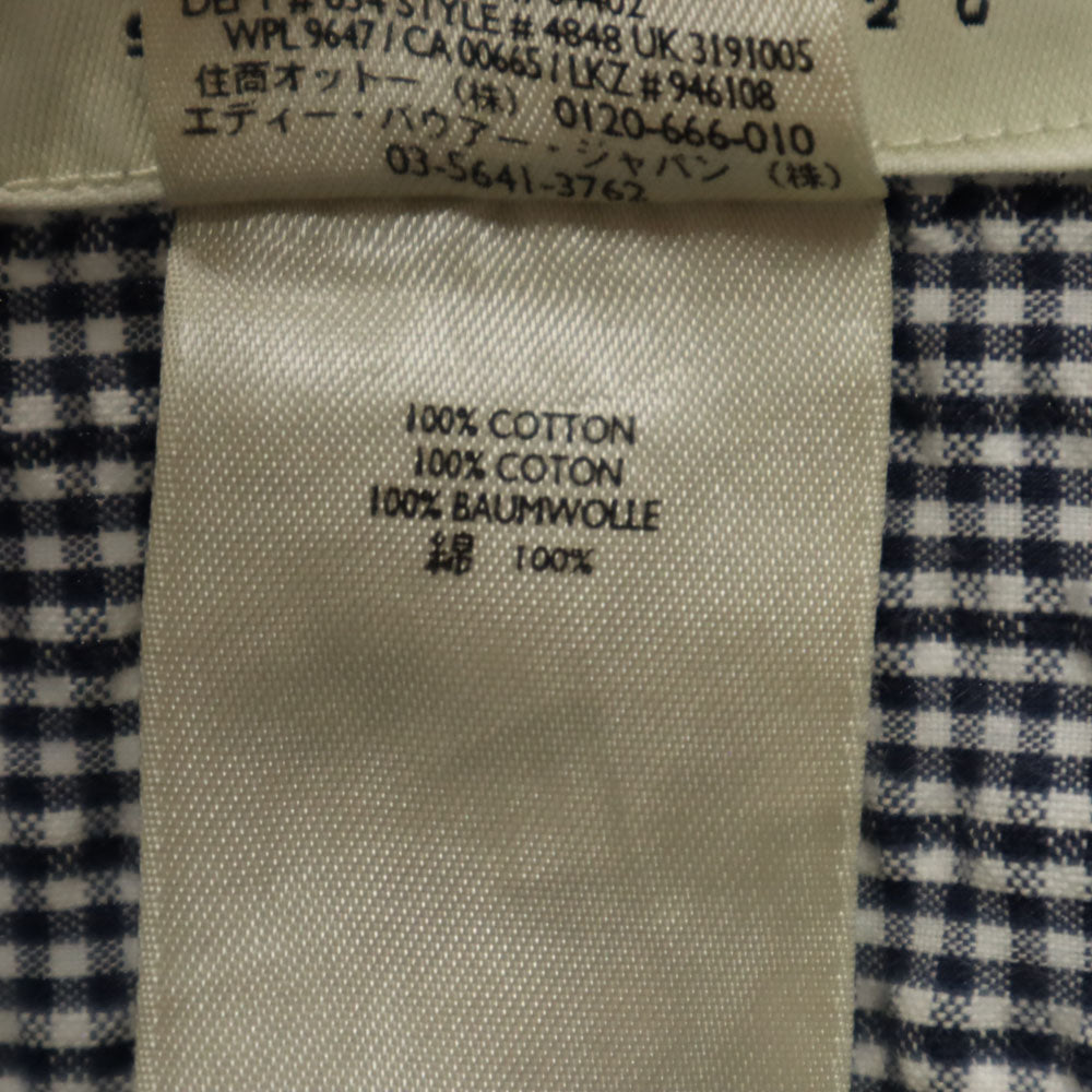 エディーバウアー チェック柄 半袖 シアサッカー ボタンダウンシャツ XL ネイビー 他 Eddie Bauer メンズ