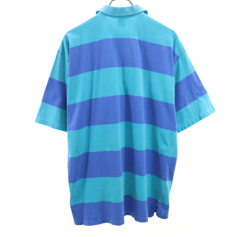 アイゾッドラコステ 90s オールド ボーダー柄 半袖 ポロシャツ XL ターコイズ系 IZOD LACOSTE メンズ