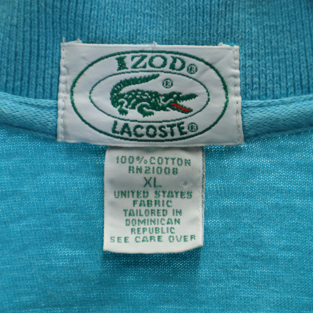 アイゾッドラコステ 90s オールド ボーダー柄 半袖 ポロシャツ XL ターコイズ系 IZOD LACOSTE メンズ