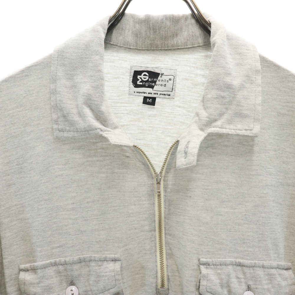 エンジニアドガーメンツ USA製 半袖 ポロシャツ M グレー ENGINEERED GARMENTS ハーフジップ メンズ