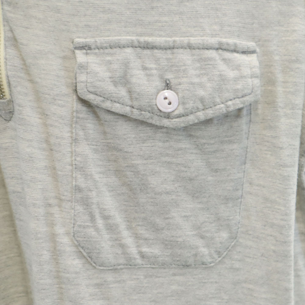 エンジニアドガーメンツ USA製 半袖 ポロシャツ M グレー ENGINEERED GARMENTS ハーフジップ メンズ