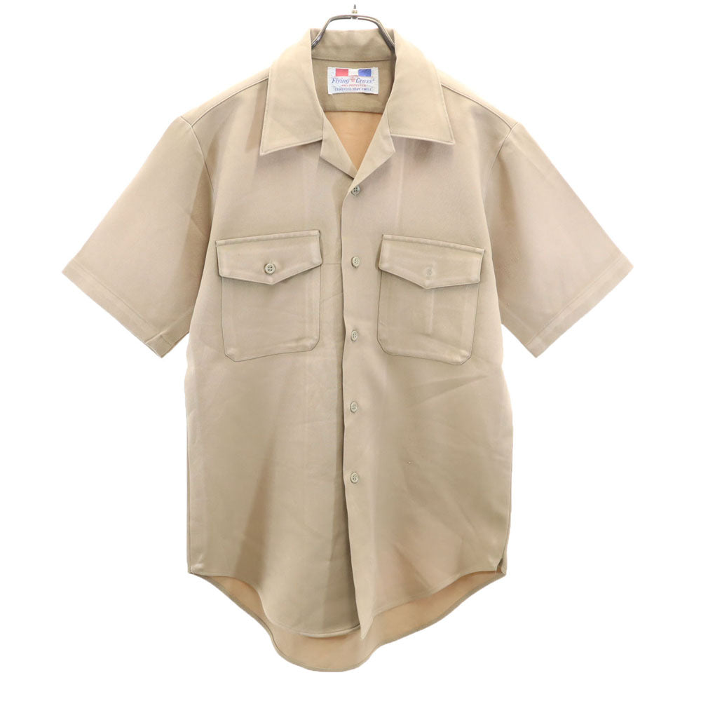 Flying Cross フライングクロス 70s ヴィンテージ 半袖 ポリ シャツ ベージュ ミリタリー メンズ