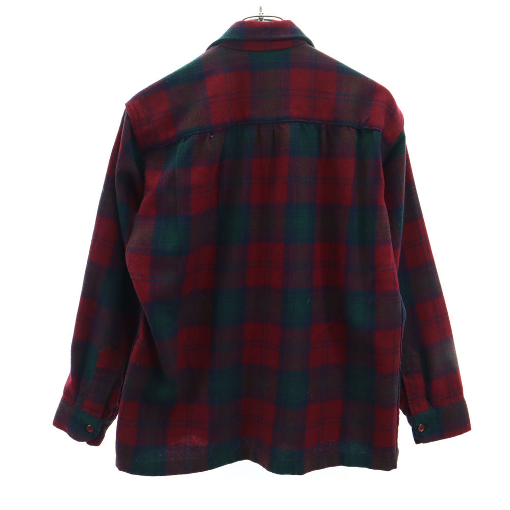VINTAGE ヴィンテージ 50s 60s 開襟 チェック柄 長袖 オープンカラー ネルシャツ レッド 他 メンズ