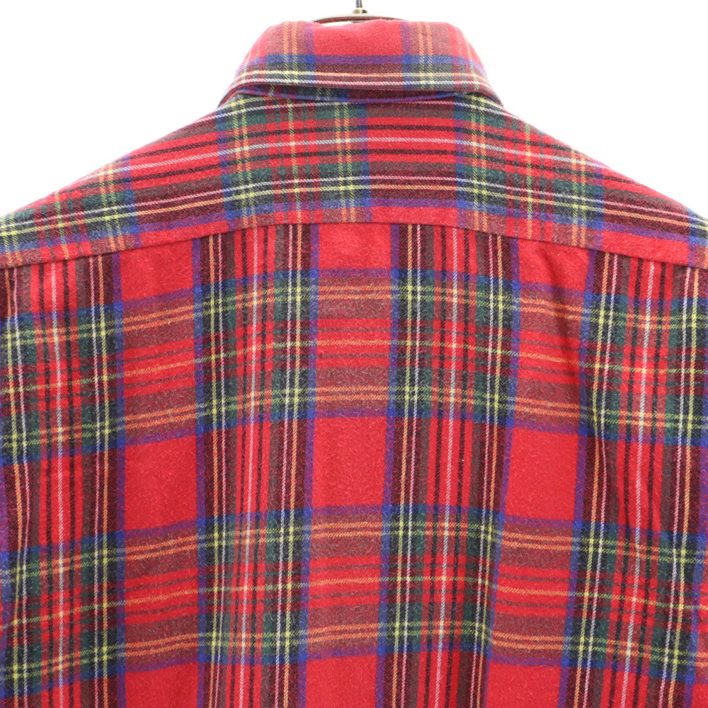 L.L.Bean エルエルビーン 80s アウトドア USA製 ヴィンテージ チェック柄 長袖 ボタンダウン ネルシャツ L 14-16 レッド キッズ