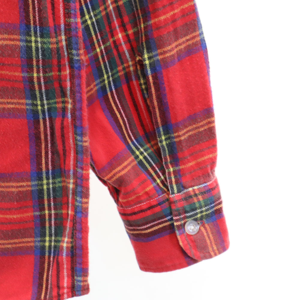 L.L.Bean エルエルビーン 80s アウトドア USA製 ヴィンテージ チェック柄 長袖 ボタンダウン ネルシャツ L 14-16 レッド キッズ