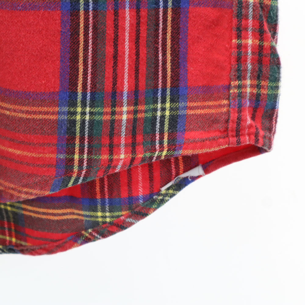 L.L.Bean エルエルビーン 80s アウトドア USA製 ヴィンテージ チェック柄 長袖 ボタンダウン ネルシャツ L 14-16 レッド キッズ