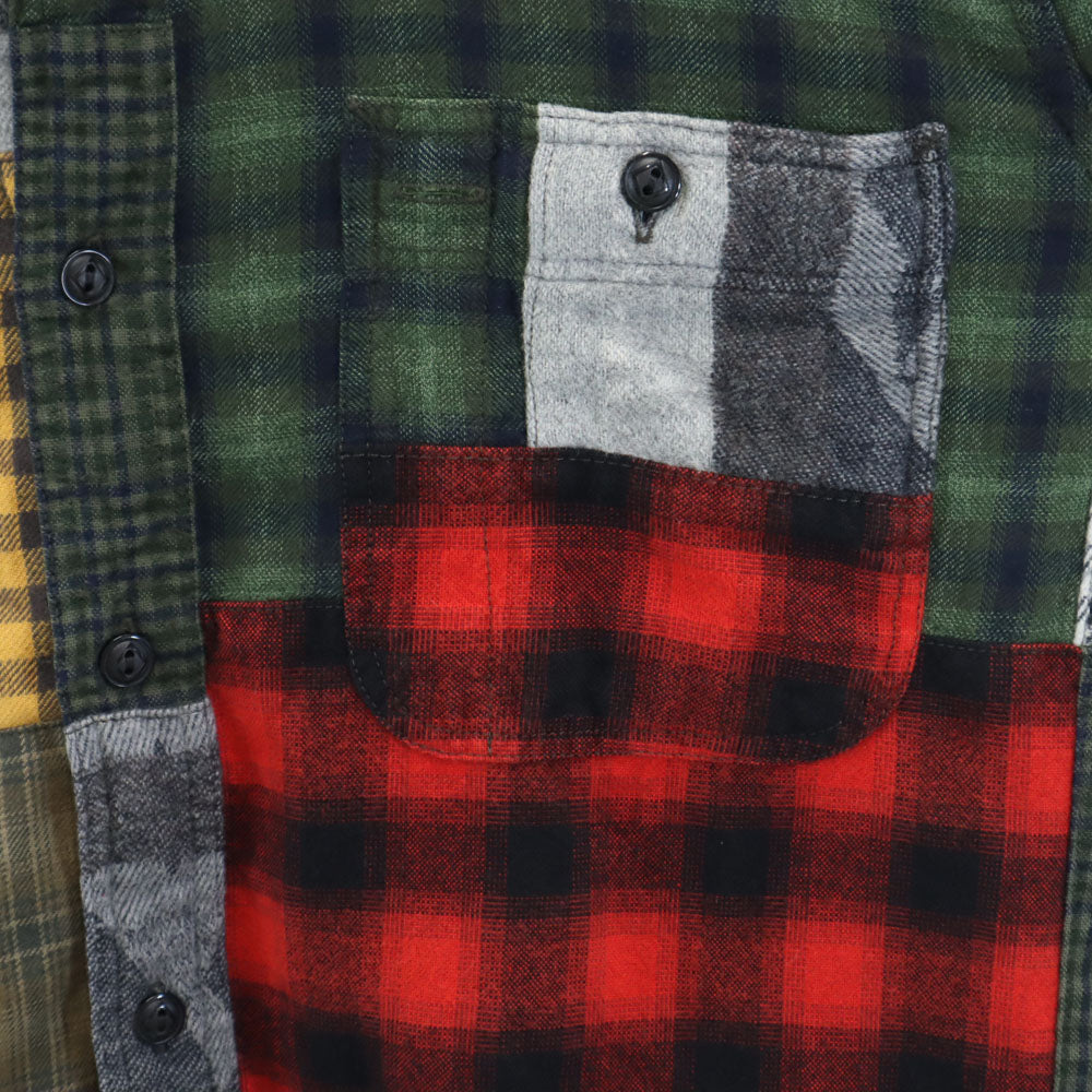 未使用 RRL ダブルアールエル チェック柄 長袖 パッチワーク ネルシャツ 3 カーキ 他 クレイジーパターン レディース