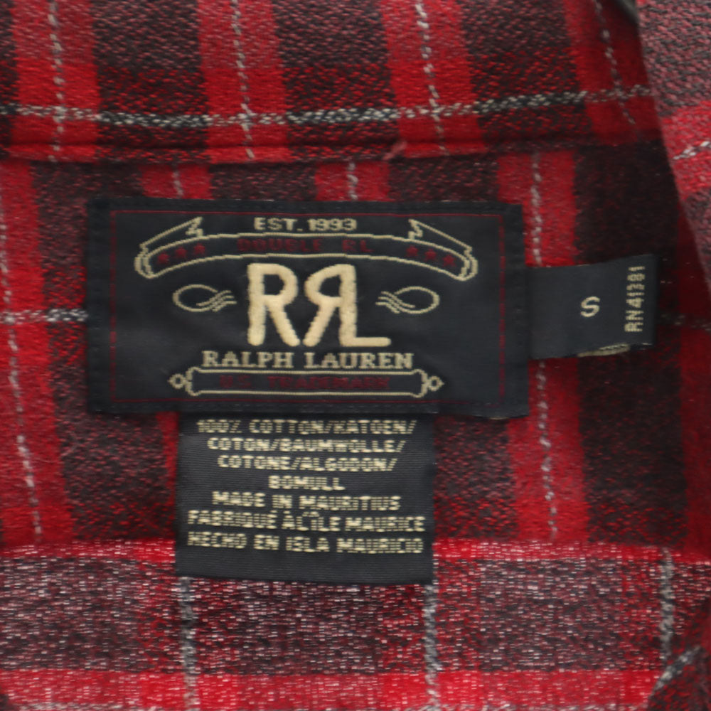 RRL ダブルアールエル 90s 赤3星 初期タグ オールド 長袖 チェックシャツ S レッド系 ラルフローレン メンズ