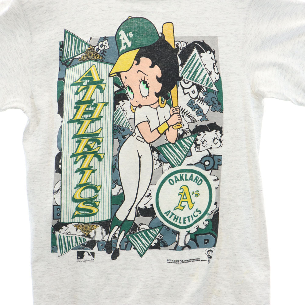 Changes チェンジーズ 90s USA製 オールド オークランド・アスレチックス ベティーブープ 半袖 Tシャツ M グレー BETTY BOOP MLB メンズ