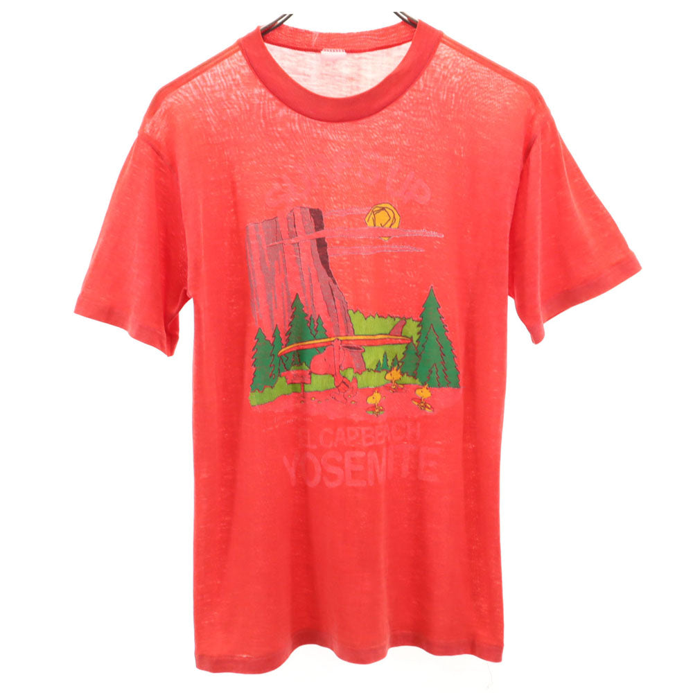 VINTAGE ヴィンテージ 70s 80s スヌーピー柄 プリント 半袖 Tシャツ レッド系 メンズ