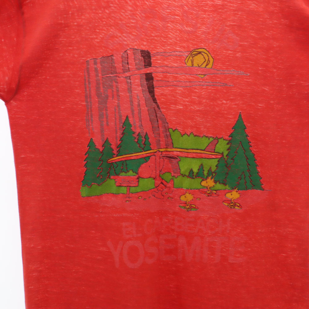 VINTAGE ヴィンテージ 70s 80s スヌーピー柄 プリント 半袖 Tシャツ レッド系 メンズ