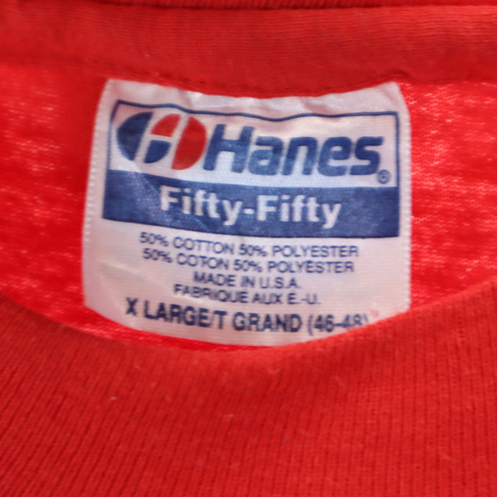 Hanes ヘインズ 90s USA製 オールド プリント 半袖 Tシャツ XL レッド メンズ