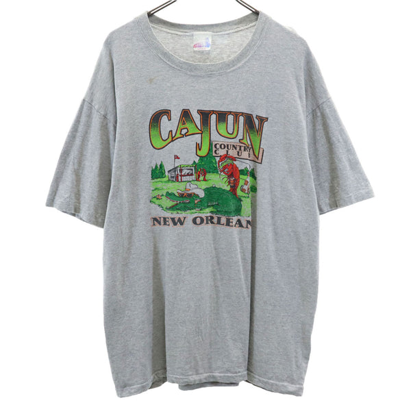 オールド 90s USA製 プリント 半袖 Tシャツ XL グレー OLD メンズ