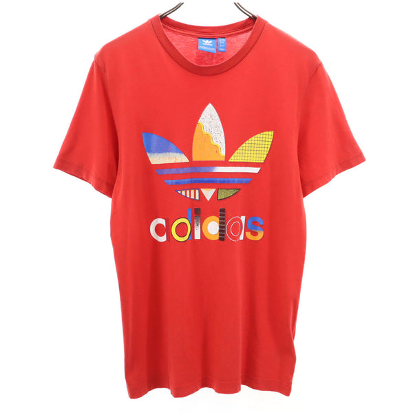 アディダス トレフォイルロゴ プリント 半袖 Tシャツ J/M レッド adidas メンズ