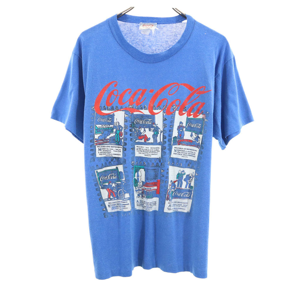 CocaCola コカコーラ 80s ヴィンテージ 半袖 シングルステッチ Tシャツ L ブルー メンズ