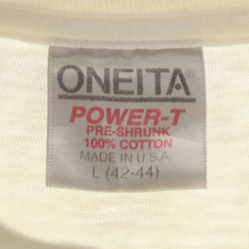 オニータ 90s USA製 オールド 半袖 シングルステッチ Tシャツ L アイボリー系 ONEITA 丸胴 メンズ