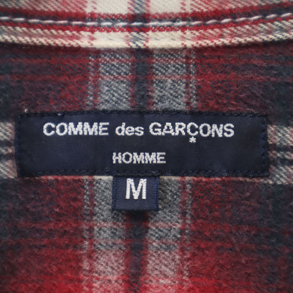 コムデギャルソンオム 2011年 日本製 チェック柄 長袖 切替 ネルシャツ M レッド系 COMME des GARCONS HOMME メンズ