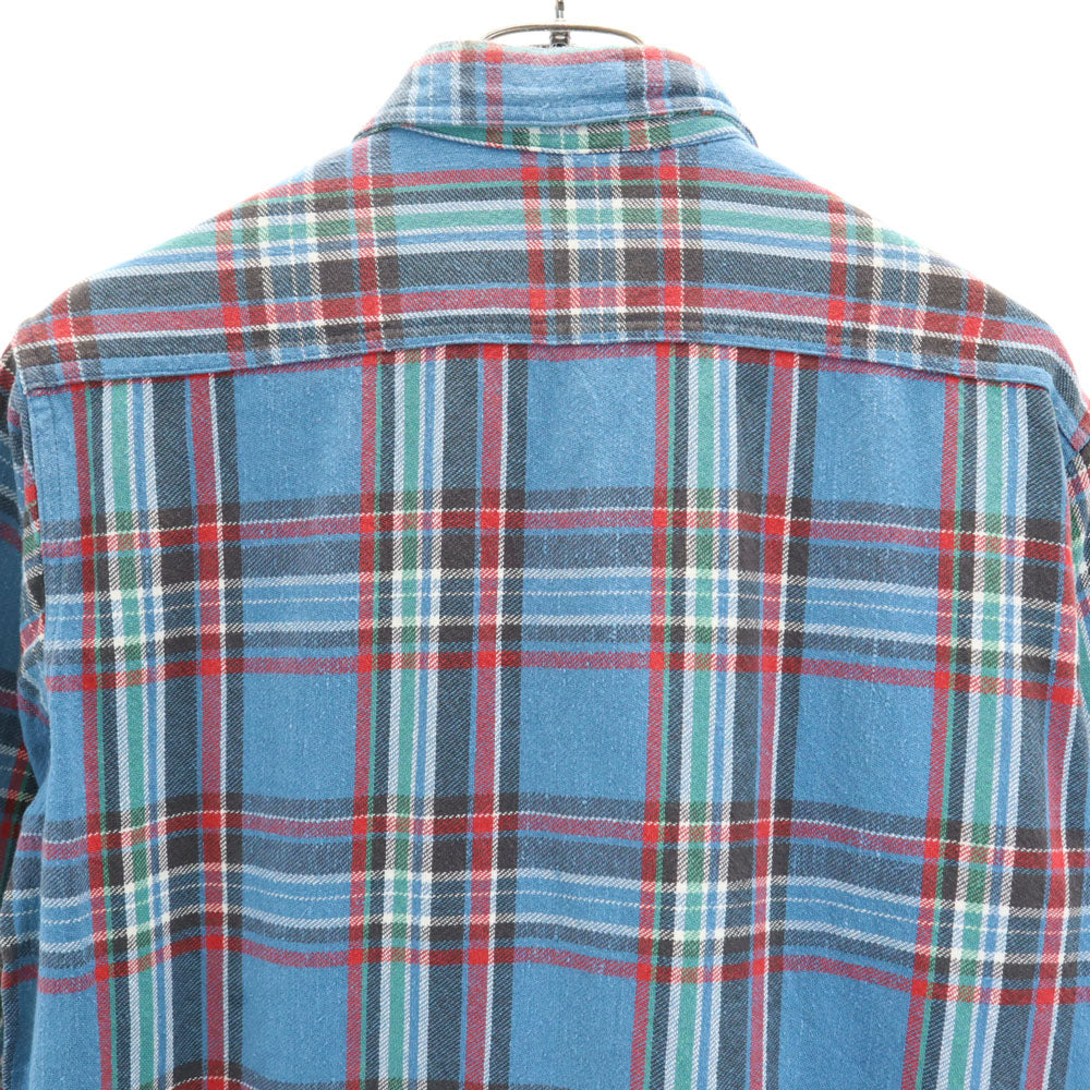 CAT'S PAW キャッツポウ チェック柄 長袖 ワークシャツ M ブルー系 メンズ