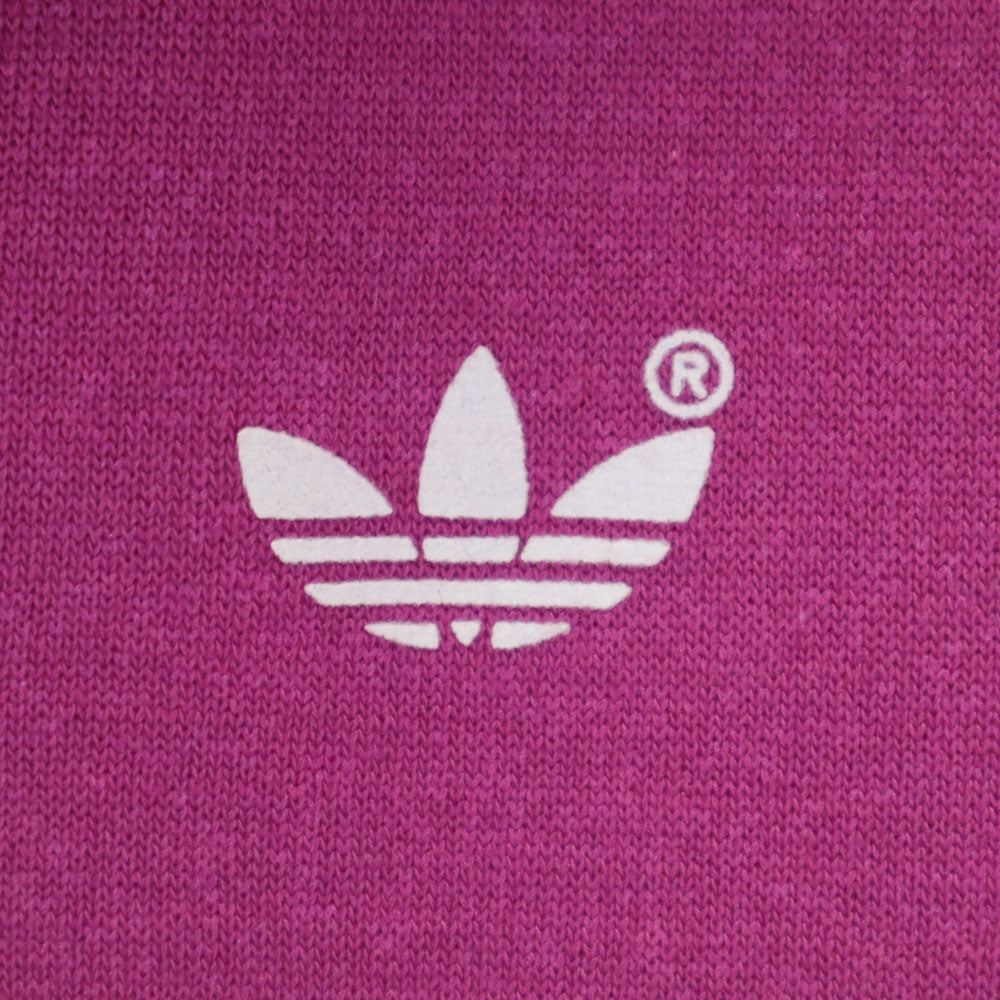 adidas アディダス 90s USA製 オールド トレフォイルロゴプリント 長袖 ハーフボタン スウェットパーカー M パープル系 プルオーバー レディース