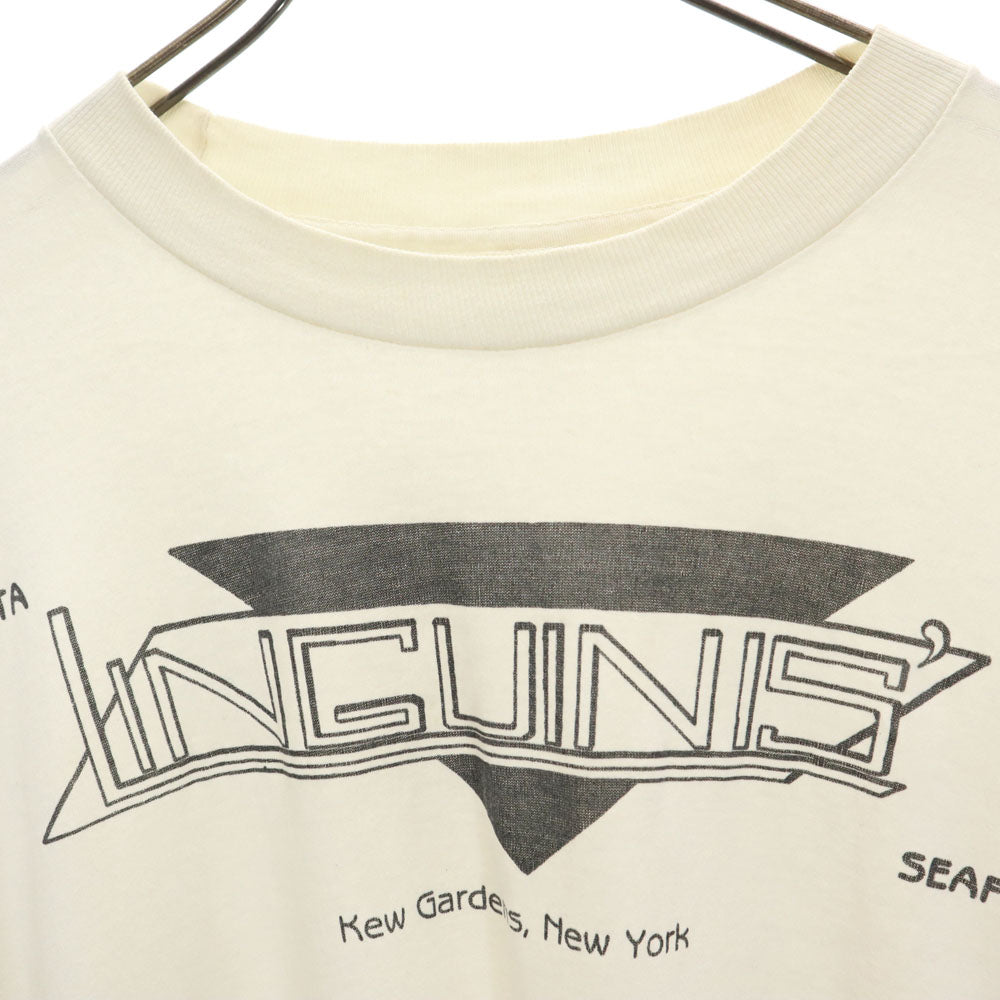 オールド 80s 90s USA製 LINGUINIS 半袖 Tシャツ ONE アイボリー OLD シングルステッチ メンズ