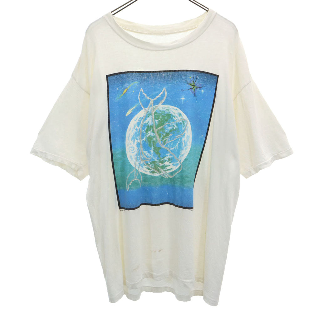オールド 90s 半袖 シングルステッチ Tシャツ ホワイト OLD 地球 クジラ メンズ