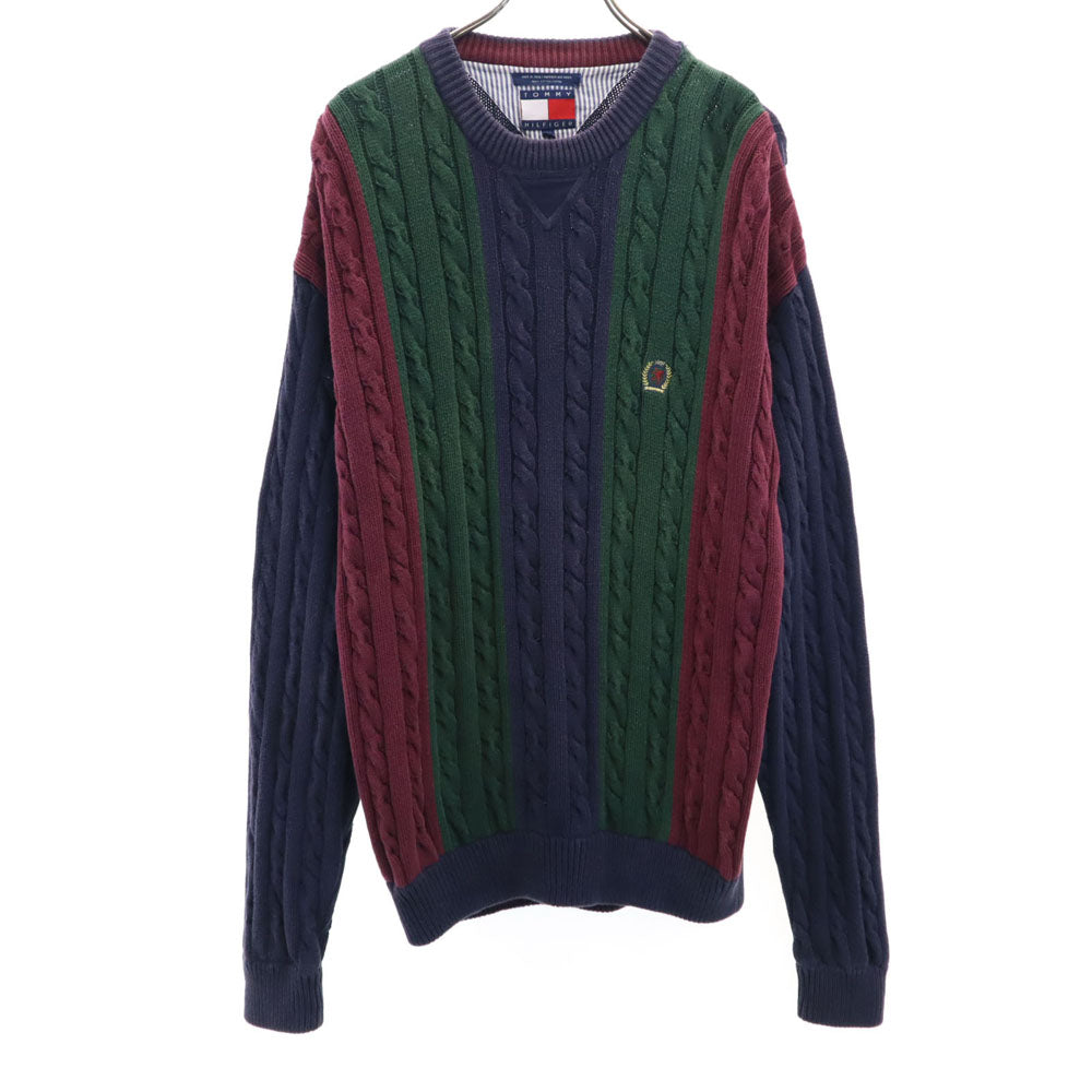 TOMMY HILFIGER トミーヒルフィガー 90s オールド フラッグタグ 長袖 セーター XL グリーン系 ニット メンズ