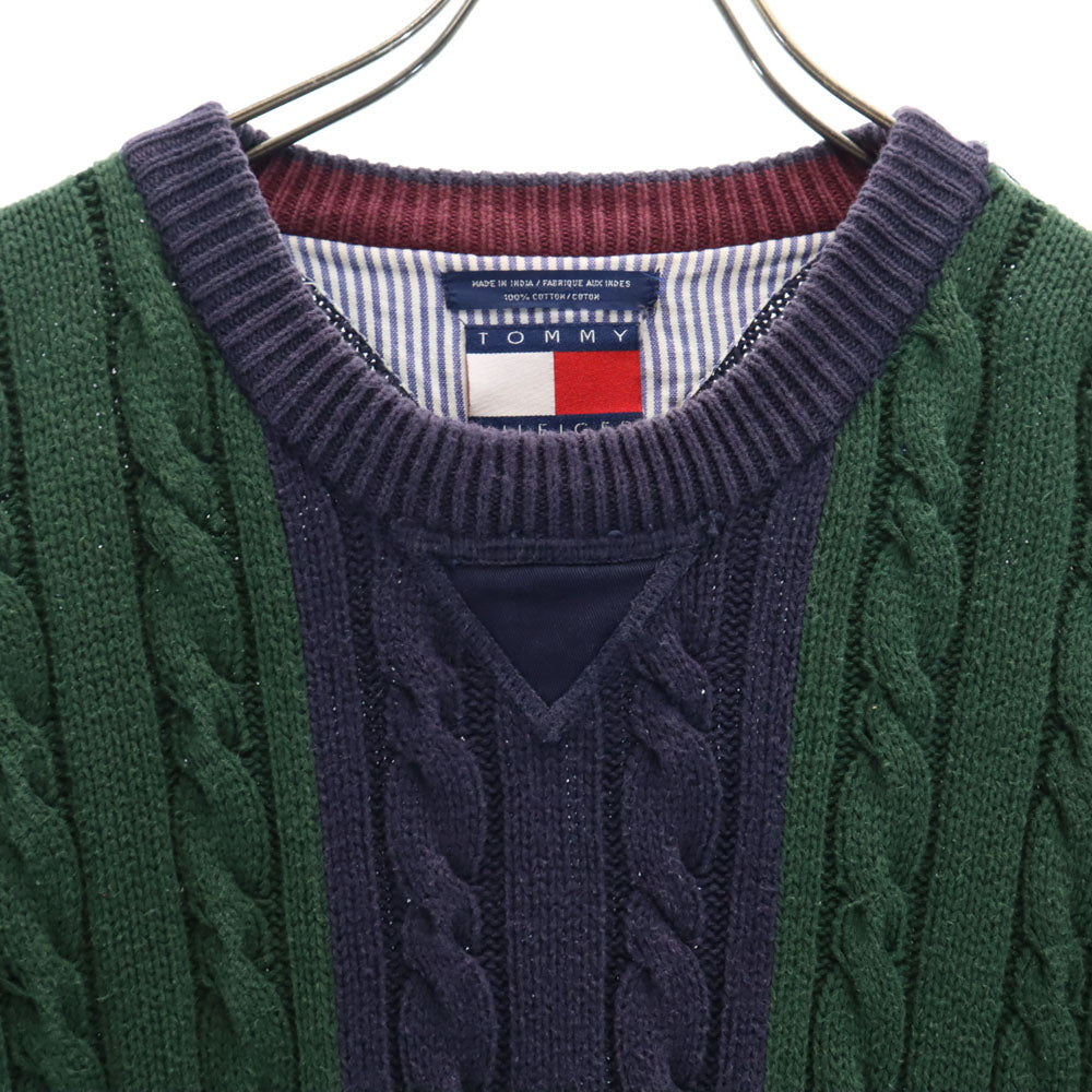 TOMMY HILFIGER トミーヒルフィガー 90s オールド フラッグタグ 長袖 セーター XL グリーン系 ニット メンズ