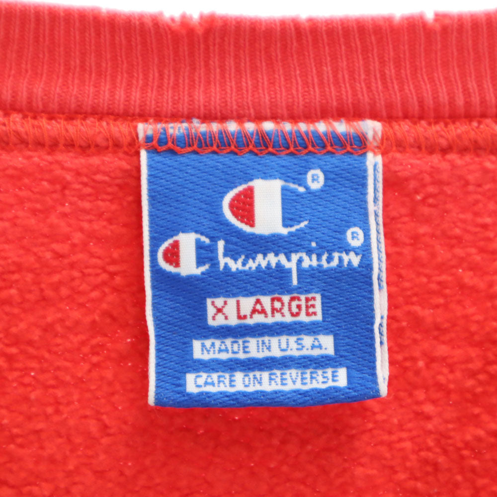 Champion チャンピオン 90s USA製 青タグ オールド 長袖 スウェット トレーナー XL レッド 裏起毛 メンズ