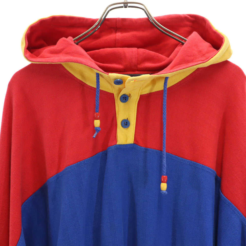 STARTER スターター 90s 韓国製 オールド 長袖 スウェットパーカー XL ブルー×レッド プルオーバー メンズ