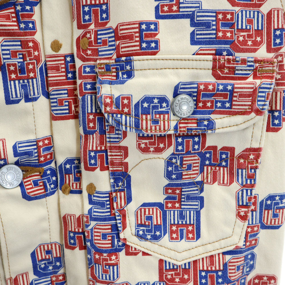 ヒステリックグラマー 日本製 総ロゴ トラッカー ジャケット F ベージュ HYSTERIC GLAMOUR KLNKY JEANS レディース