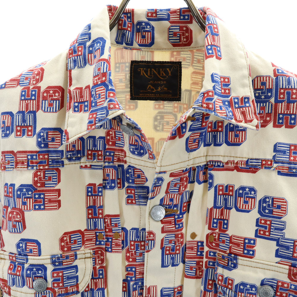 ヒステリックグラマー 日本製 総ロゴ トラッカー ジャケット F ベージュ HYSTERIC GLAMOUR KLNKY JEANS レディース
