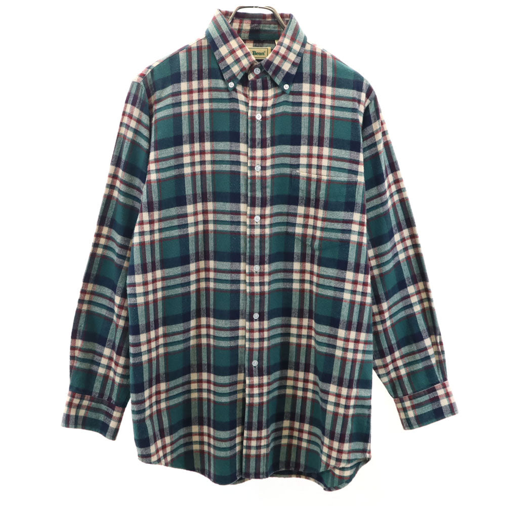 L.L.Bean エルエルビーン 80s アウトドア ヴィンテージ チェック柄 長袖 フランネル ボタンダウンシャツ SM グリーン 他 メンズ