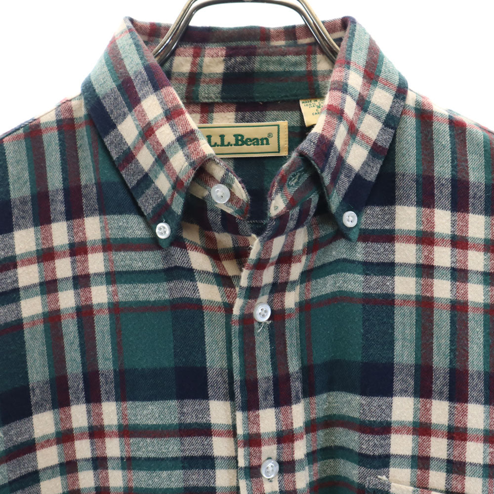 L.L.Bean エルエルビーン 80s アウトドア ヴィンテージ チェック柄 長袖 フランネル ボタンダウンシャツ SM グリーン 他 メンズ