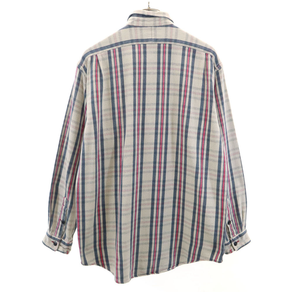 RRL ダブルアールエル 90s 初期タグ 赤3星 オールド 長袖 ヘビーフランネル チェックシャツ M グレージュ 他 RALPH LAUREN ラルフローレン メンズ