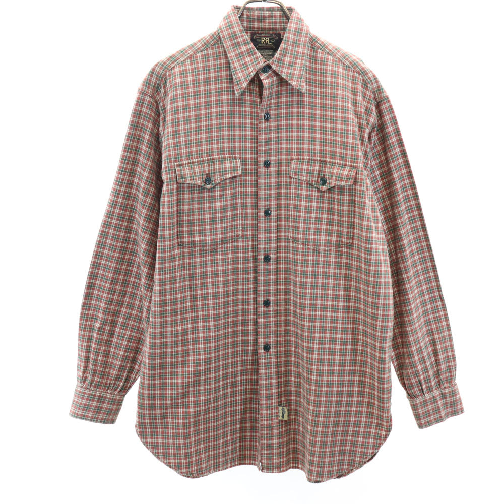 RRL ダブルアールエル 90s 初期タグ 赤3星 オールド 長袖 チェックシャツ S 赤茶 他 RALPH LAUREN ラルフローレン メンズ