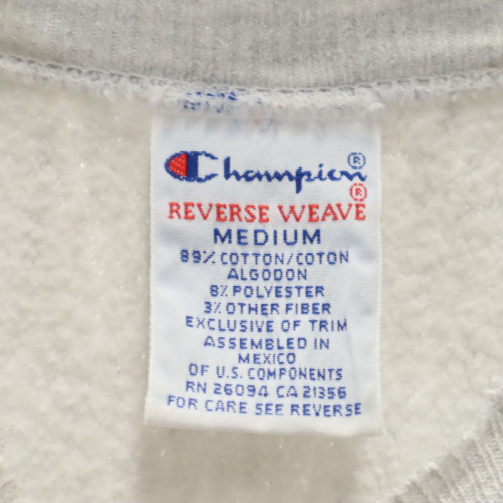 Champion チャンピオン 90s リバースウィーブ 刺繍タグ オールド メキシコ製 長袖 スウェット トレーナー M グレー 裏起毛 メンズ