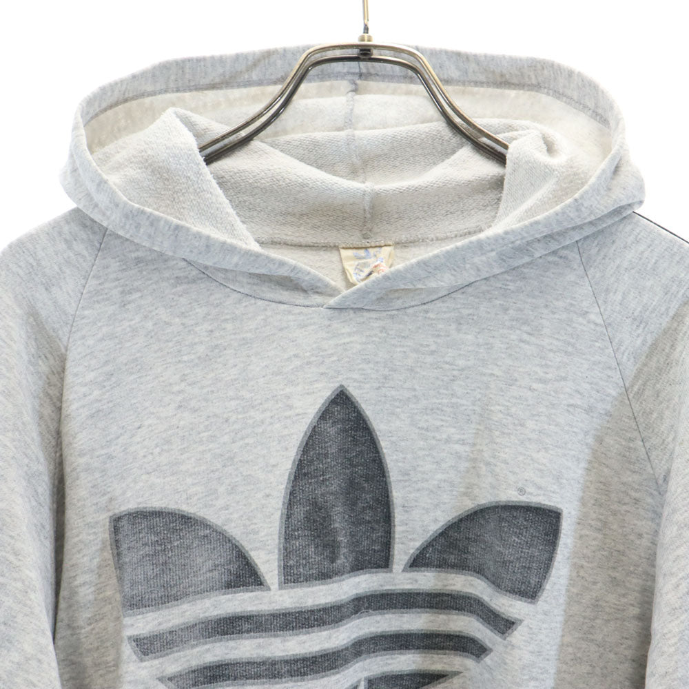 adidas アディダス 90s カナダ製 オールド トレフォイルロゴプリント 長袖 スウェットパーカー M グレー プルオーバー メンズ