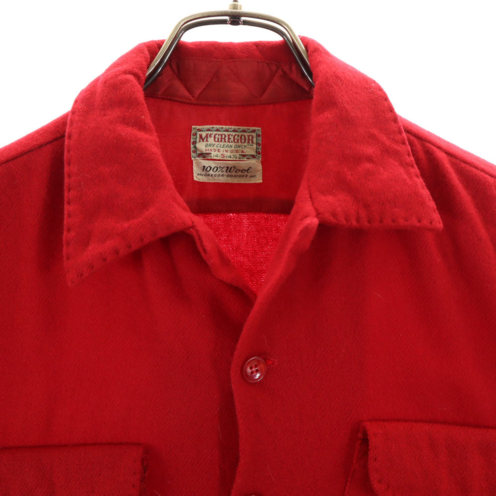McGregor マクレガー 50s 60s ウール ヴィンテージ 長袖 オープンカラーシャツ S レッド メンズ