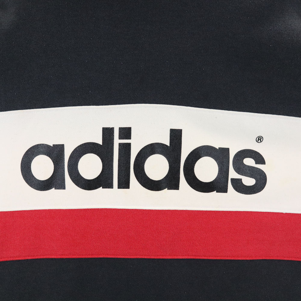 adidas アディダス 80s 日本製 デサント製 ヴィンテージ 長袖 ハイネック スウェット トレーナー M-L 黒 メンズ