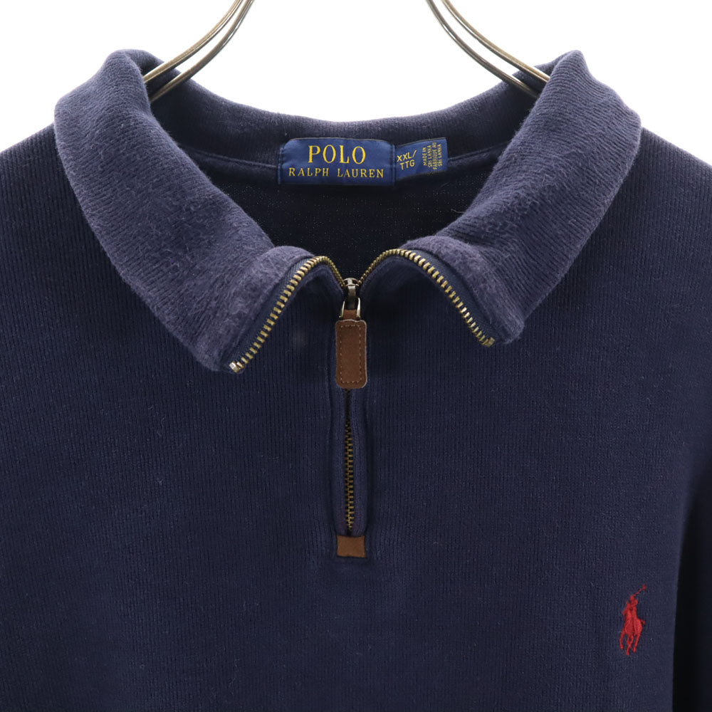 ポロラルフローレン 長袖 ハーフジップ セーター XXL ネイビー POLO RALPH LAUREN ニット ビッグサイズ メンズ