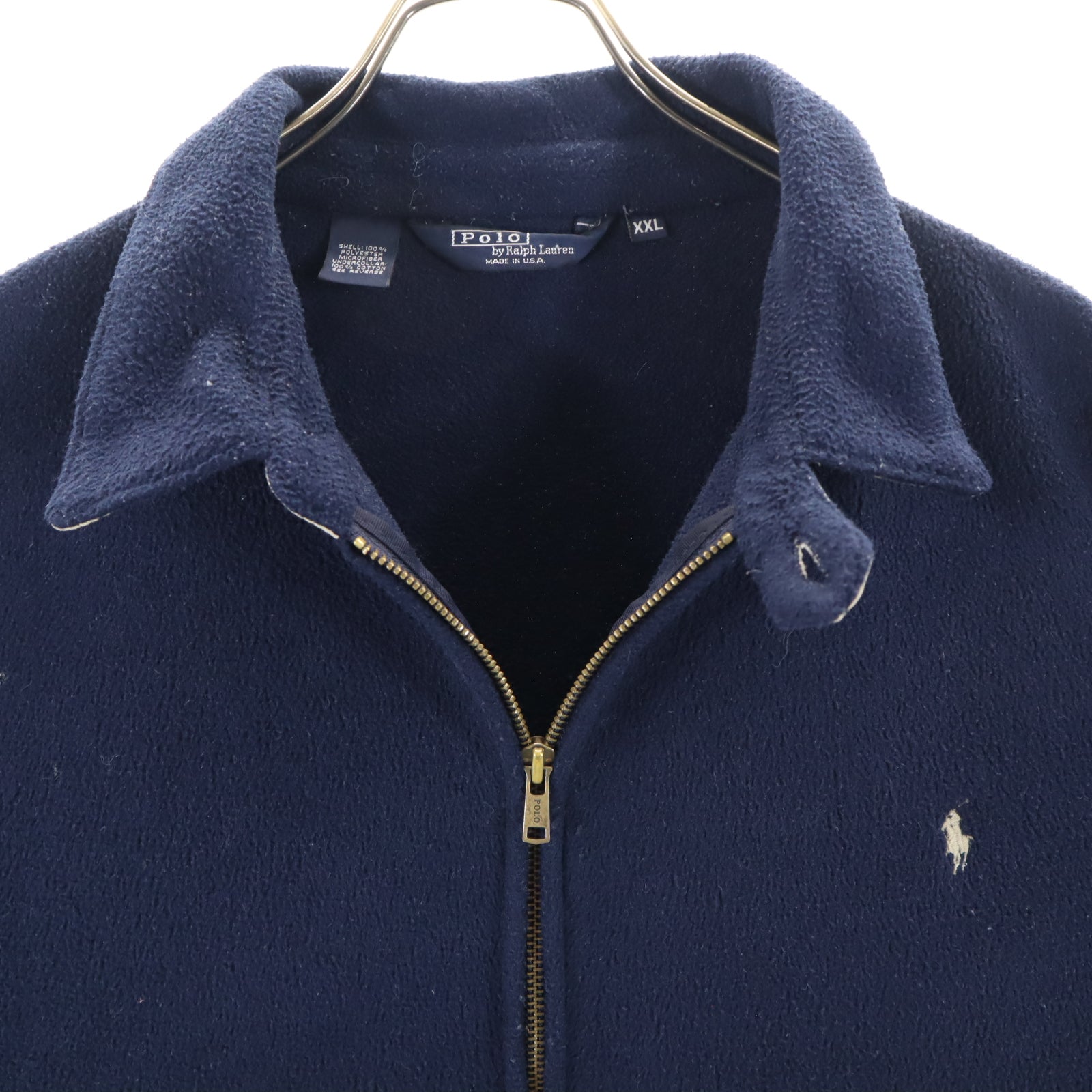 Polo by Ralph Lauren ポロバイラルフローレン 90s USA製 オールド スウィングトップ フリースジャケット XXL ネイビー ボア メンズ