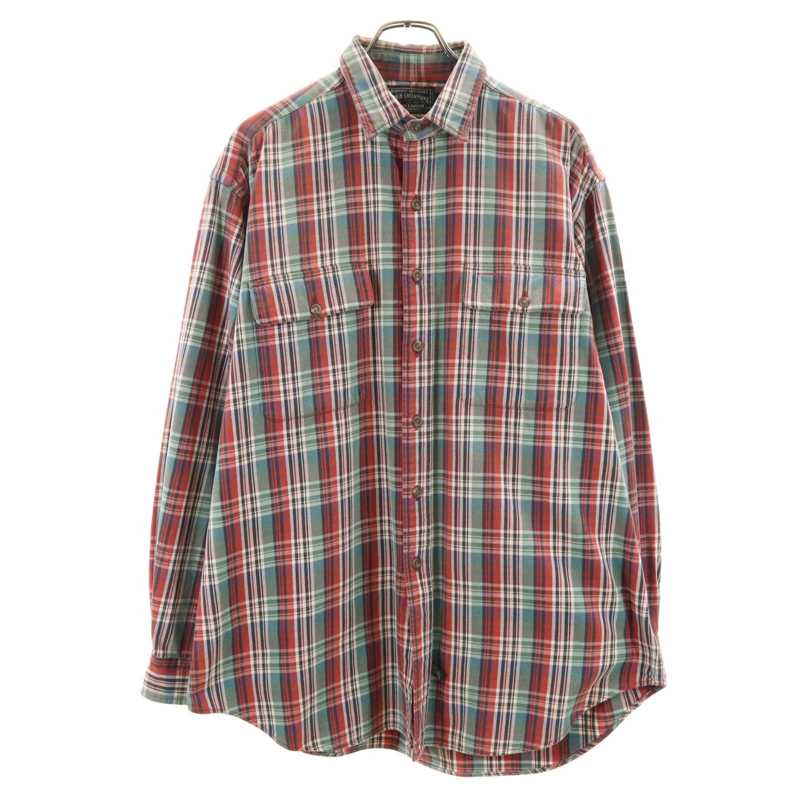 ポロカントリーラルフローレン 80s 90s オールド 長袖 チェックシャツ L レッド 他 メンズ