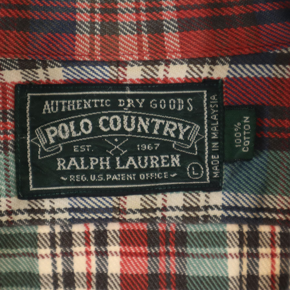 ポロカントリーラルフローレン 80s 90s オールド 長袖 チェックシャツ L レッド 他 メンズ