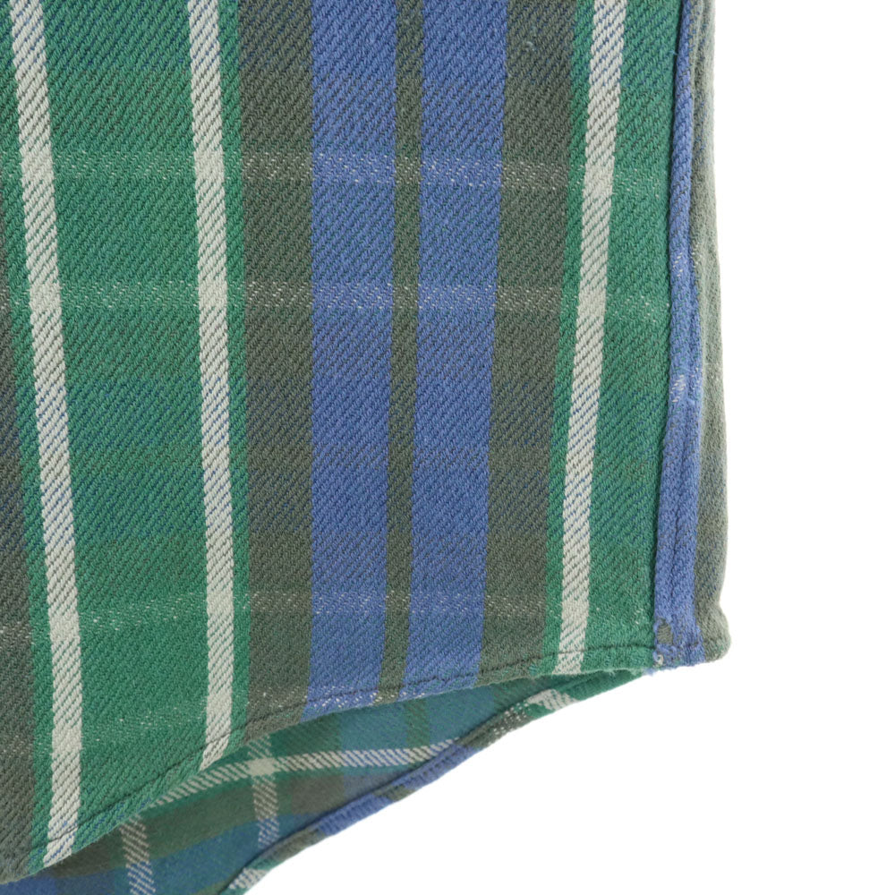 RRL ダブルアールエル 90s 初期タグ 赤3星 オールド チェック柄 長袖 ツイル ワークシャツ L グリーン 他 RALPH LAUREN ラルフローレン メンズ